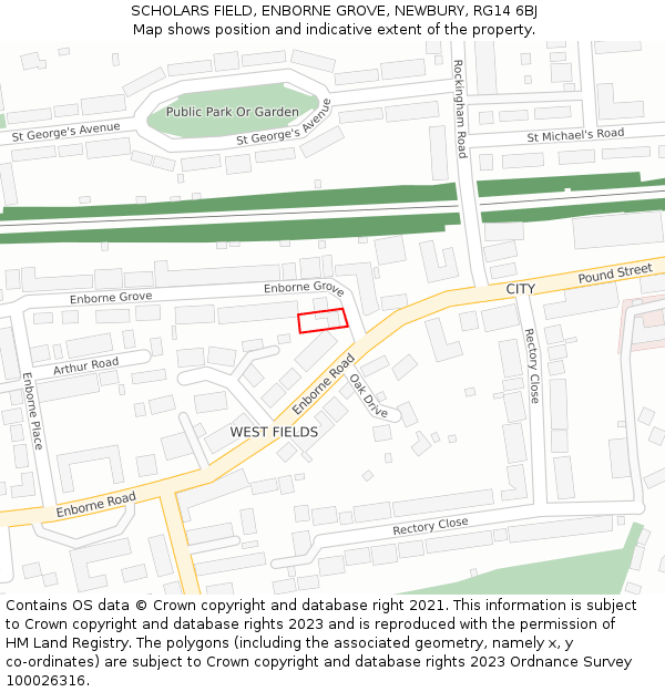 SCHOLARS FIELD, ENBORNE GROVE, NEWBURY, RG14 6BJ: Location map and indicative extent of plot