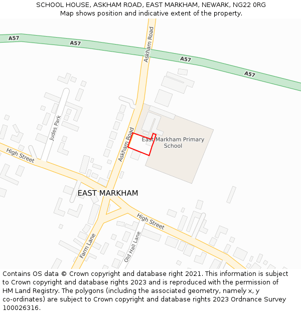 SCHOOL HOUSE, ASKHAM ROAD, EAST MARKHAM, NEWARK, NG22 0RG: Location map and indicative extent of plot