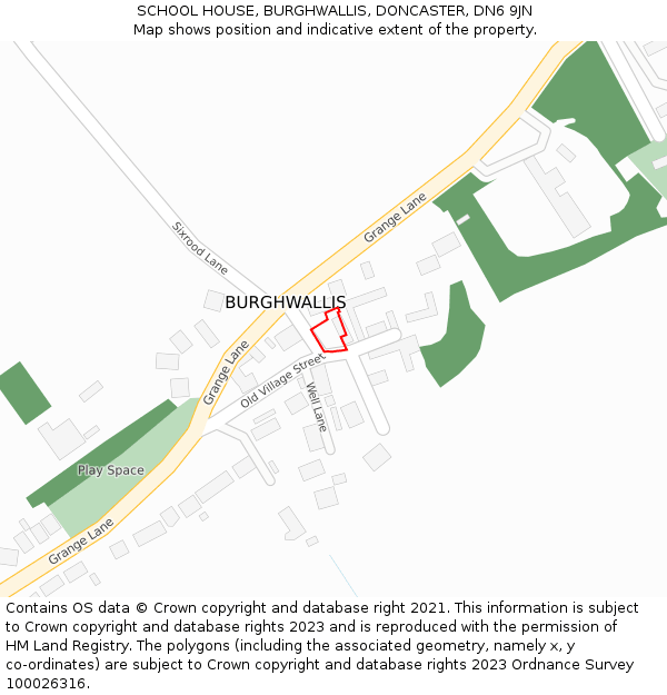 SCHOOL HOUSE, BURGHWALLIS, DONCASTER, DN6 9JN: Location map and indicative extent of plot