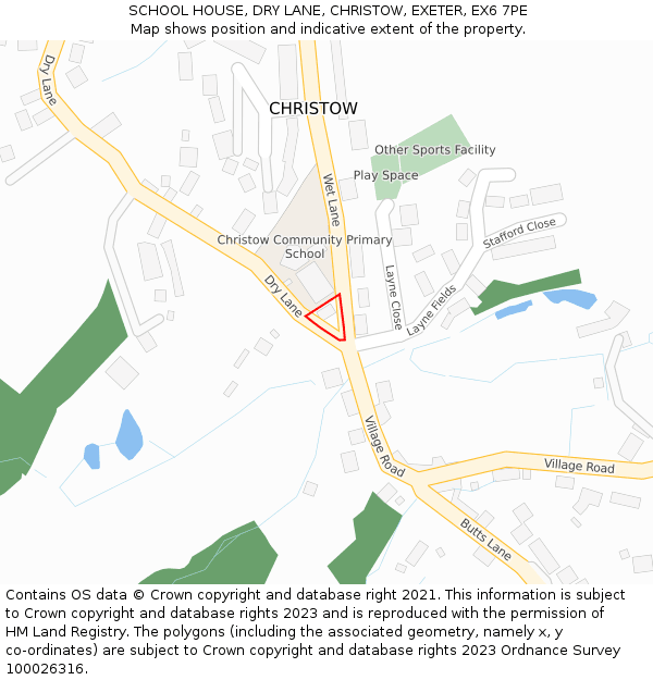 SCHOOL HOUSE, DRY LANE, CHRISTOW, EXETER, EX6 7PE: Location map and indicative extent of plot