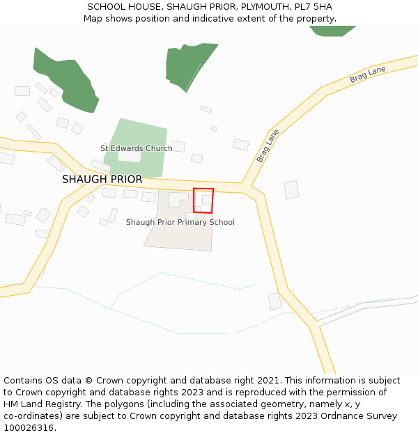 SCHOOL HOUSE, SHAUGH PRIOR, PLYMOUTH, PL7 5HA: Location map and indicative extent of plot