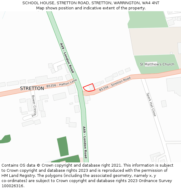 SCHOOL HOUSE, STRETTON ROAD, STRETTON, WARRINGTON, WA4 4NT: Location map and indicative extent of plot