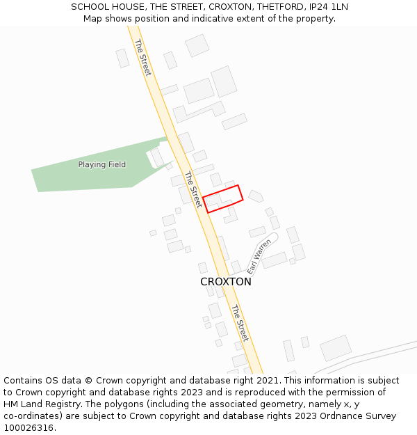 SCHOOL HOUSE, THE STREET, CROXTON, THETFORD, IP24 1LN: Location map and indicative extent of plot