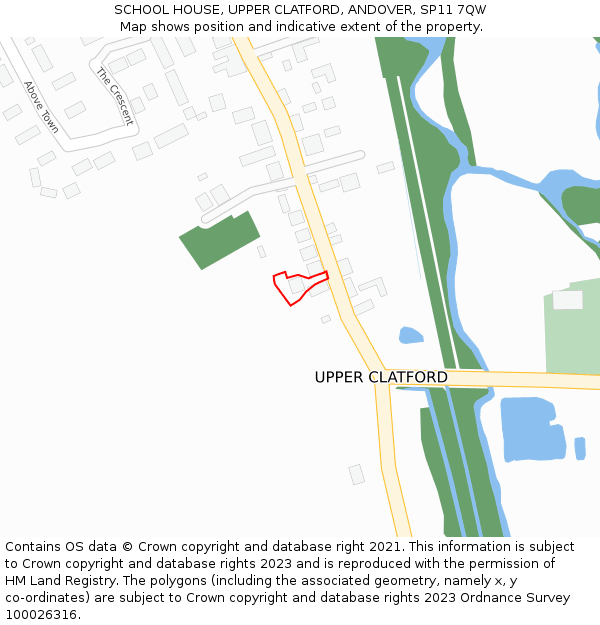 SCHOOL HOUSE, UPPER CLATFORD, ANDOVER, SP11 7QW: Location map and indicative extent of plot