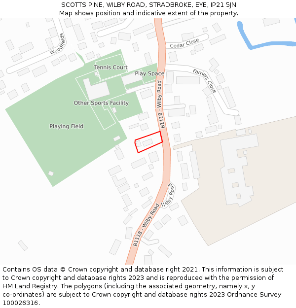 SCOTTS PINE, WILBY ROAD, STRADBROKE, EYE, IP21 5JN: Location map and indicative extent of plot