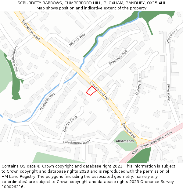 SCRUBBITTY BARROWS, CUMBERFORD HILL, BLOXHAM, BANBURY, OX15 4HL: Location map and indicative extent of plot