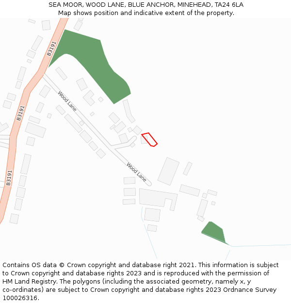 SEA MOOR, WOOD LANE, BLUE ANCHOR, MINEHEAD, TA24 6LA: Location map and indicative extent of plot