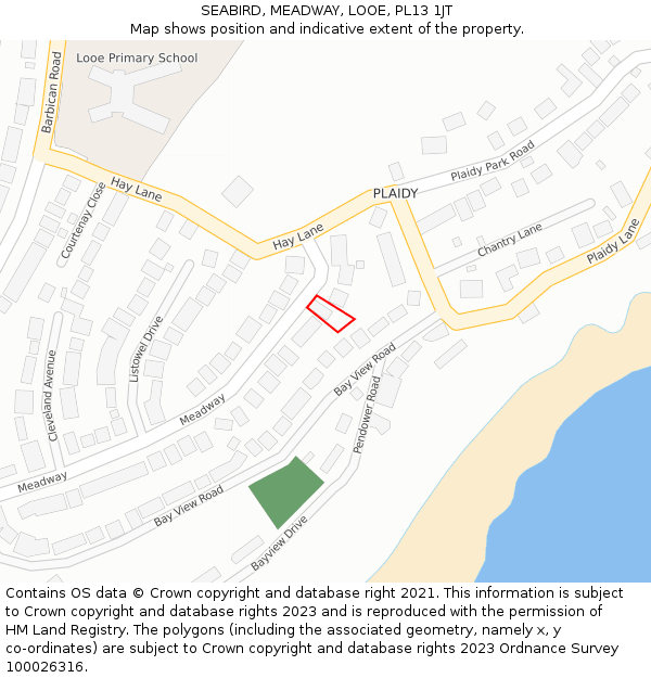 SEABIRD, MEADWAY, LOOE, PL13 1JT: Location map and indicative extent of plot