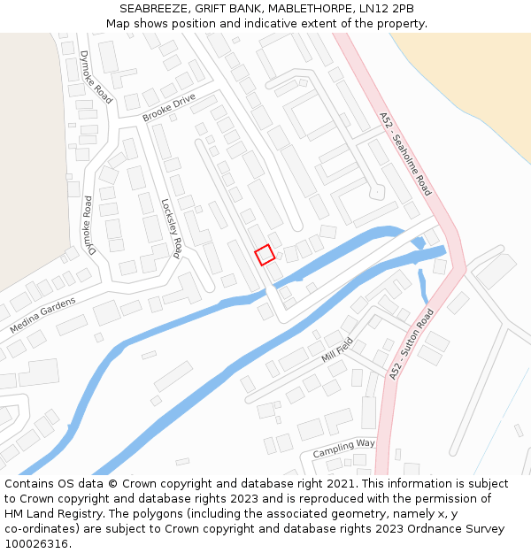 SEABREEZE, GRIFT BANK, MABLETHORPE, LN12 2PB: Location map and indicative extent of plot