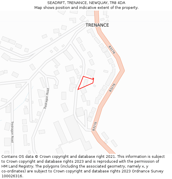 SEADRIFT, TRENANCE, NEWQUAY, TR8 4DA: Location map and indicative extent of plot