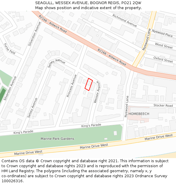 SEAGULL, WESSEX AVENUE, BOGNOR REGIS, PO21 2QW: Location map and indicative extent of plot