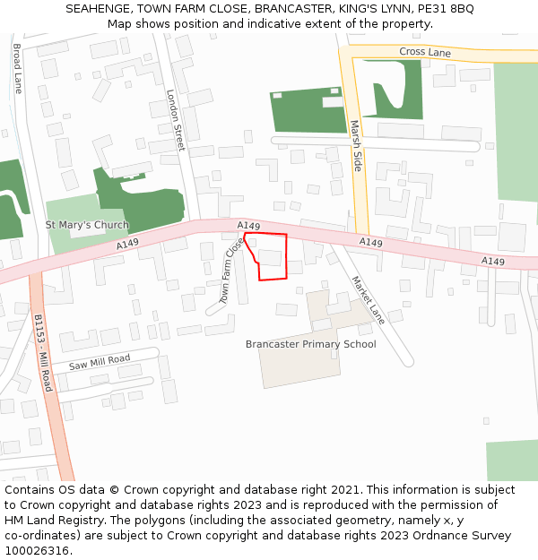 SEAHENGE, TOWN FARM CLOSE, BRANCASTER, KING'S LYNN, PE31 8BQ: Location map and indicative extent of plot