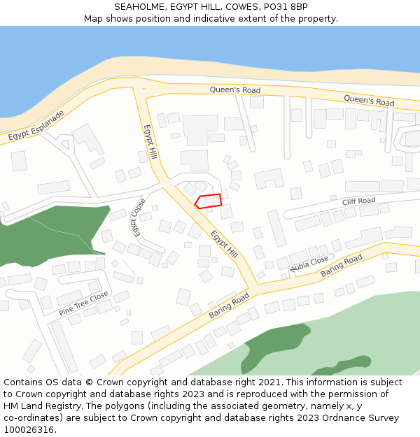 SEAHOLME, EGYPT HILL, COWES, PO31 8BP: Location map and indicative extent of plot