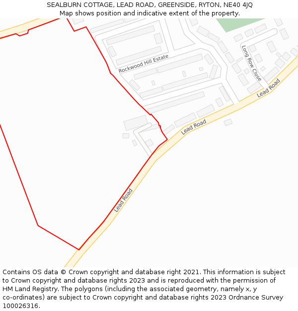 SEALBURN COTTAGE, LEAD ROAD, GREENSIDE, RYTON, NE40 4JQ: Location map and indicative extent of plot