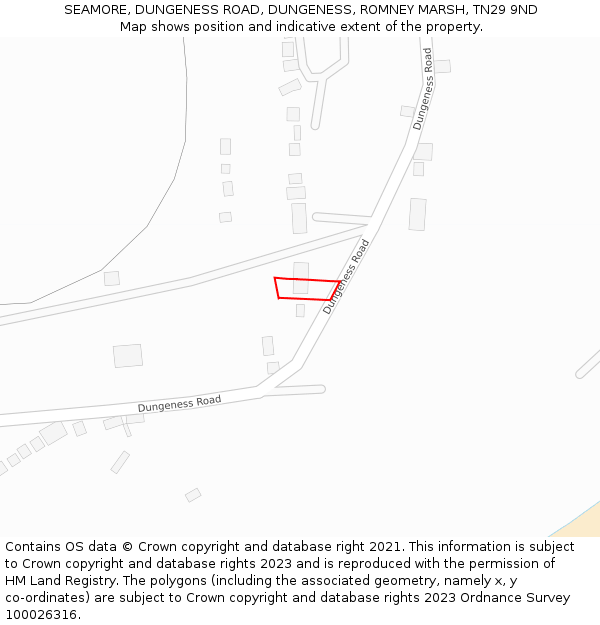 SEAMORE, DUNGENESS ROAD, DUNGENESS, ROMNEY MARSH, TN29 9ND: Location map and indicative extent of plot