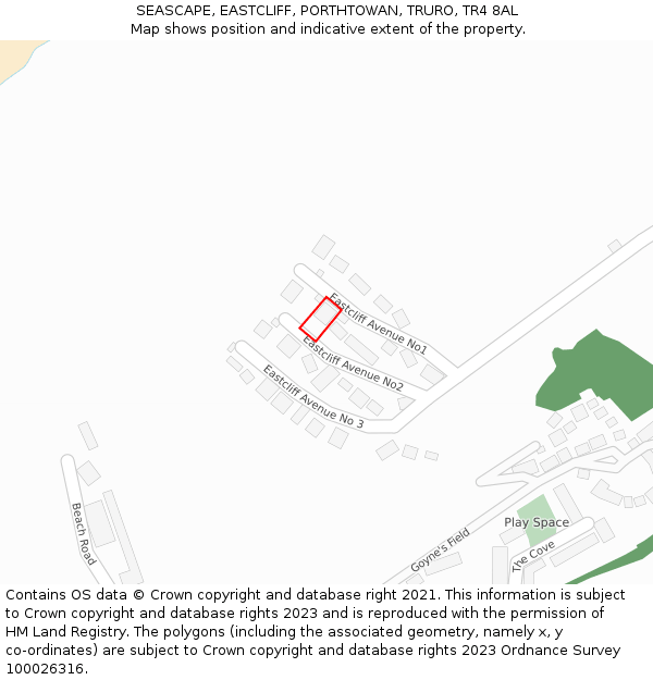 SEASCAPE, EASTCLIFF, PORTHTOWAN, TRURO, TR4 8AL: Location map and indicative extent of plot