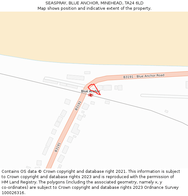 SEASPRAY, BLUE ANCHOR, MINEHEAD, TA24 6LD: Location map and indicative extent of plot