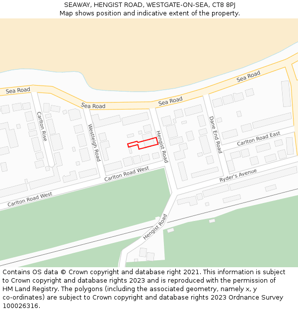 SEAWAY, HENGIST ROAD, WESTGATE-ON-SEA, CT8 8PJ: Location map and indicative extent of plot