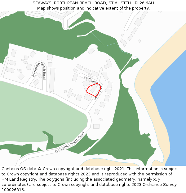 SEAWAYS, PORTHPEAN BEACH ROAD, ST AUSTELL, PL26 6AU: Location map and indicative extent of plot