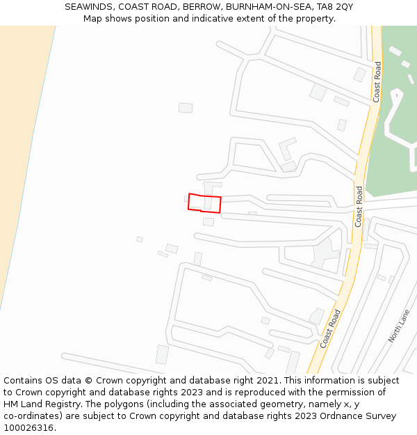 SEAWINDS, COAST ROAD, BERROW, BURNHAM-ON-SEA, TA8 2QY: Location map and indicative extent of plot