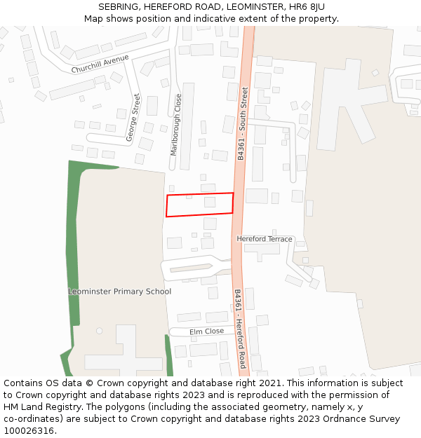 SEBRING, HEREFORD ROAD, LEOMINSTER, HR6 8JU: Location map and indicative extent of plot