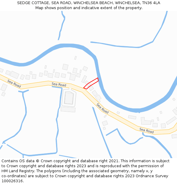 SEDGE COTTAGE, SEA ROAD, WINCHELSEA BEACH, WINCHELSEA, TN36 4LA: Location map and indicative extent of plot