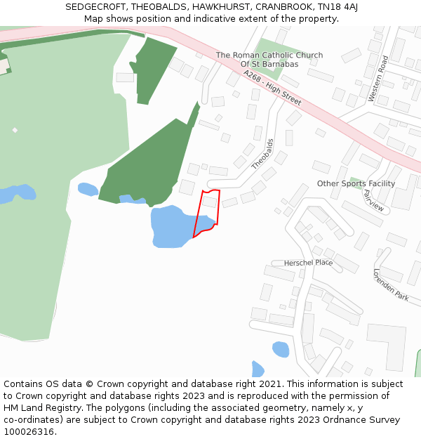 SEDGECROFT, THEOBALDS, HAWKHURST, CRANBROOK, TN18 4AJ: Location map and indicative extent of plot