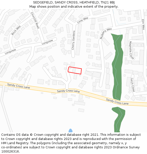 SEDGEFIELD, SANDY CROSS, HEATHFIELD, TN21 8BJ: Location map and indicative extent of plot