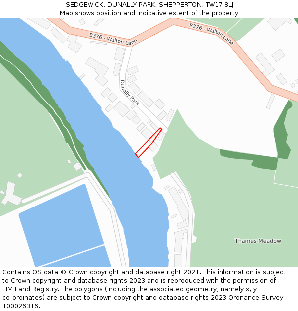 SEDGEWICK, DUNALLY PARK, SHEPPERTON, TW17 8LJ: Location map and indicative extent of plot