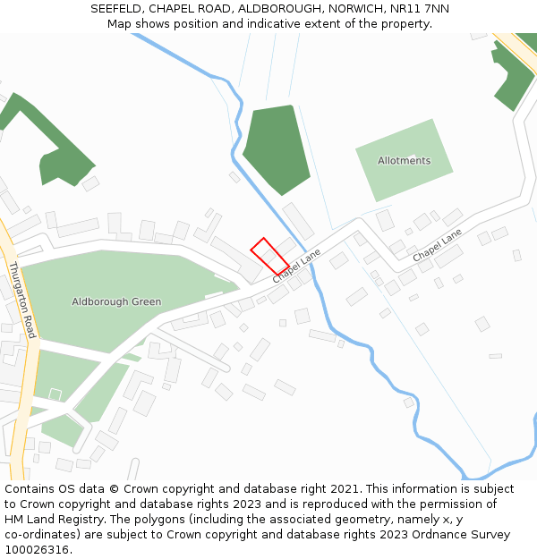 SEEFELD, CHAPEL ROAD, ALDBOROUGH, NORWICH, NR11 7NN: Location map and indicative extent of plot