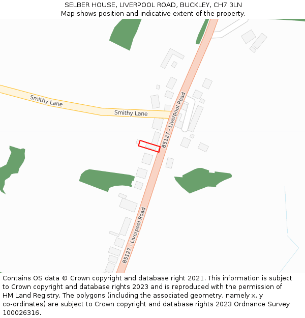 SELBER HOUSE, LIVERPOOL ROAD, BUCKLEY, CH7 3LN: Location map and indicative extent of plot