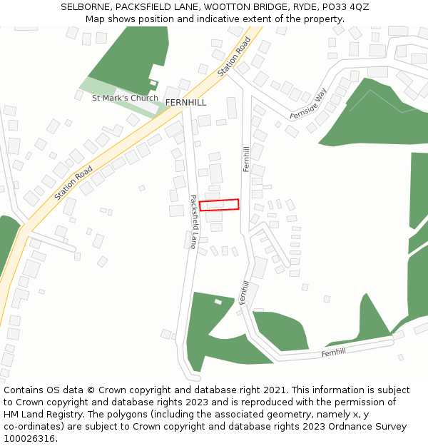 SELBORNE, PACKSFIELD LANE, WOOTTON BRIDGE, RYDE, PO33 4QZ: Location map and indicative extent of plot