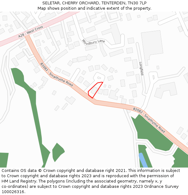 SELETAR, CHERRY ORCHARD, TENTERDEN, TN30 7LP: Location map and indicative extent of plot