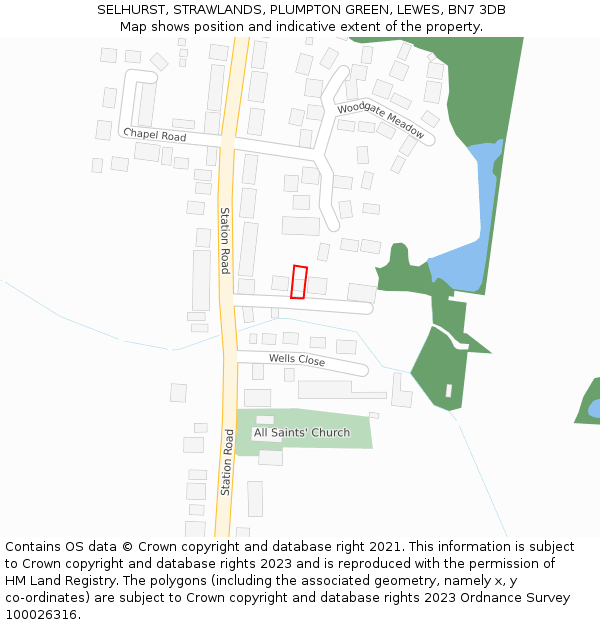SELHURST, STRAWLANDS, PLUMPTON GREEN, LEWES, BN7 3DB: Location map and indicative extent of plot