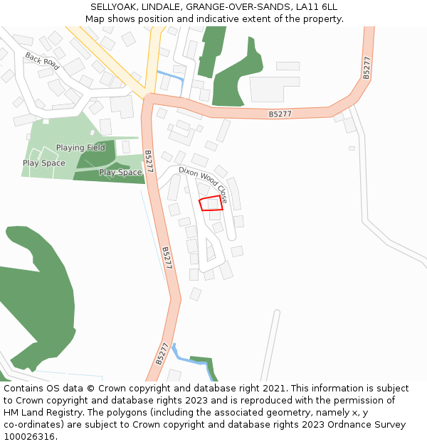 SELLYOAK, LINDALE, GRANGE-OVER-SANDS, LA11 6LL: Location map and indicative extent of plot