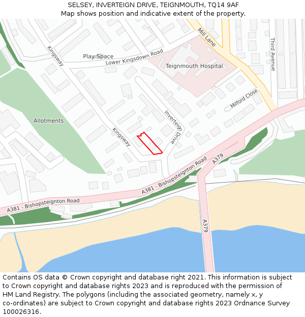 SELSEY, INVERTEIGN DRIVE, TEIGNMOUTH, TQ14 9AF: Location map and indicative extent of plot