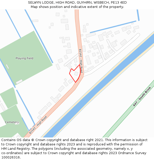 SELWYN LODGE, HIGH ROAD, GUYHIRN, WISBECH, PE13 4ED: Location map and indicative extent of plot