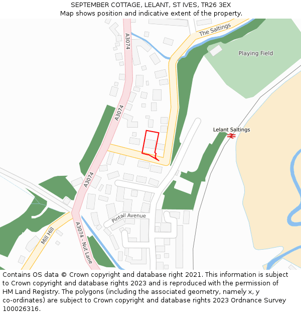 SEPTEMBER COTTAGE, LELANT, ST IVES, TR26 3EX: Location map and indicative extent of plot