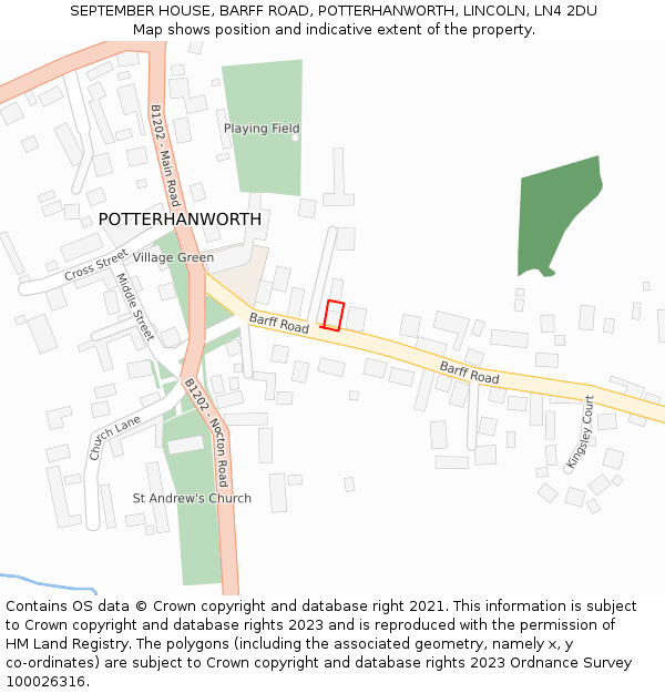 SEPTEMBER HOUSE, BARFF ROAD, POTTERHANWORTH, LINCOLN, LN4 2DU: Location map and indicative extent of plot