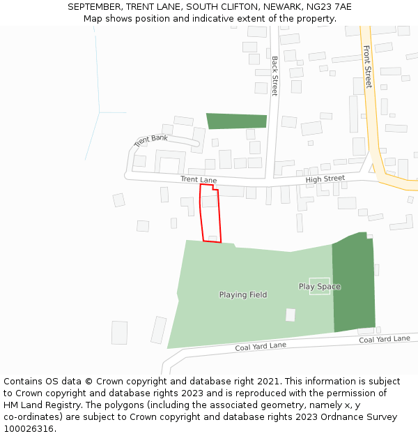 SEPTEMBER, TRENT LANE, SOUTH CLIFTON, NEWARK, NG23 7AE: Location map and indicative extent of plot