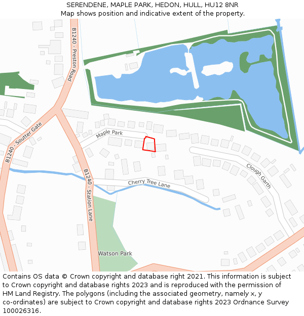 SERENDENE, MAPLE PARK, HEDON, HULL, HU12 8NR: Location map and indicative extent of plot