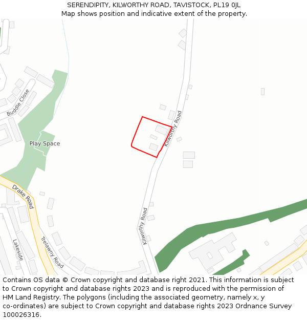 SERENDIPITY, KILWORTHY ROAD, TAVISTOCK, PL19 0JL: Location map and indicative extent of plot