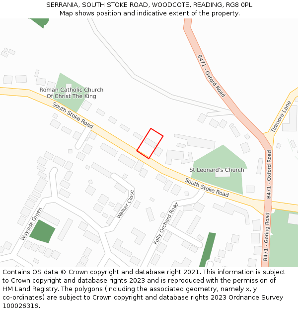 SERRANIA, SOUTH STOKE ROAD, WOODCOTE, READING, RG8 0PL: Location map and indicative extent of plot