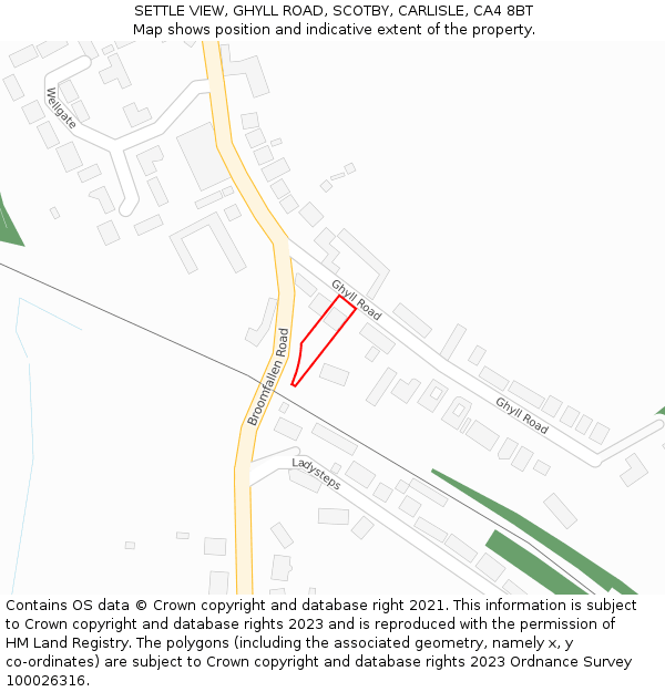 SETTLE VIEW, GHYLL ROAD, SCOTBY, CARLISLE, CA4 8BT: Location map and indicative extent of plot