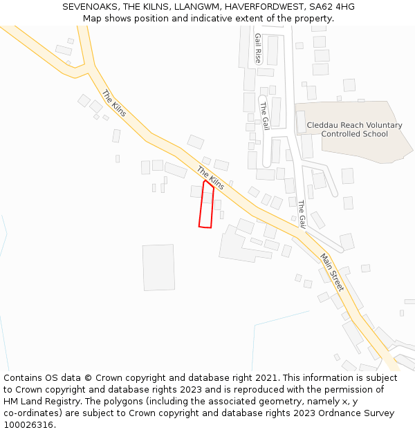 SEVENOAKS, THE KILNS, LLANGWM, HAVERFORDWEST, SA62 4HG: Location map and indicative extent of plot