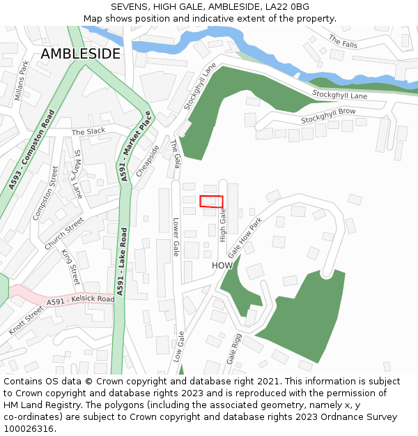 SEVENS, HIGH GALE, AMBLESIDE, LA22 0BG: Location map and indicative extent of plot