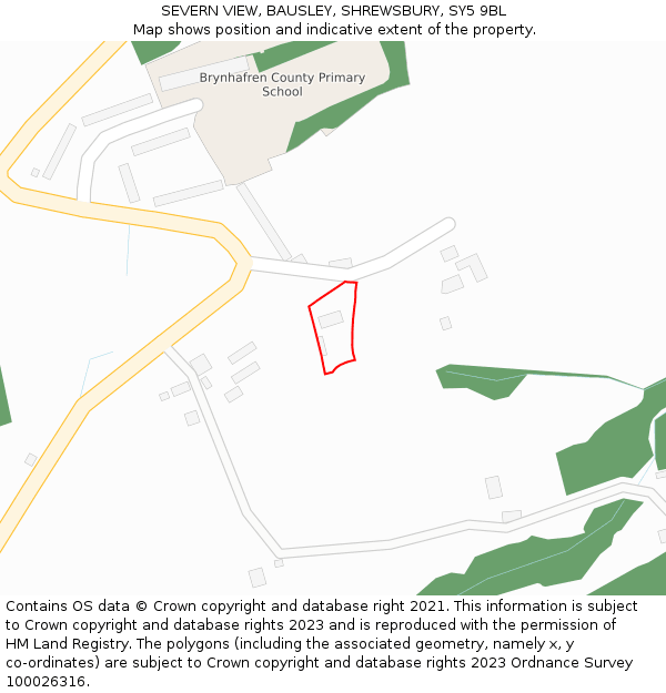 SEVERN VIEW, BAUSLEY, SHREWSBURY, SY5 9BL: Location map and indicative extent of plot