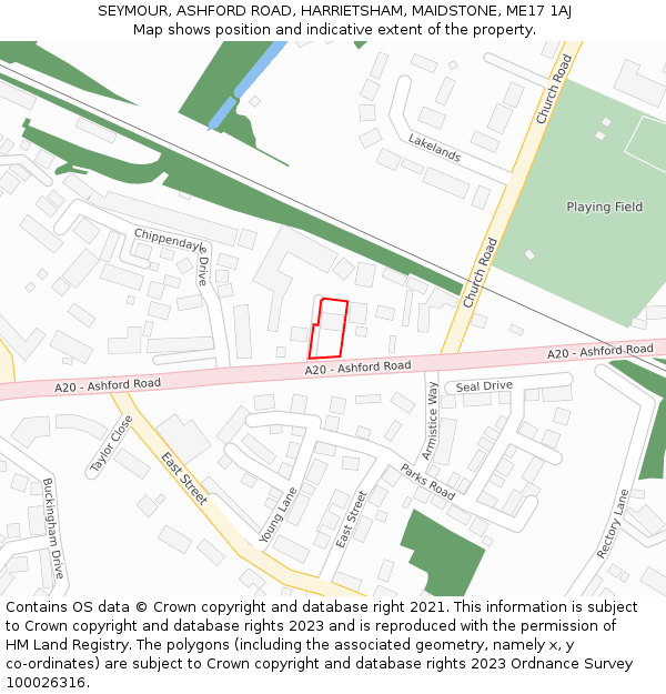 SEYMOUR, ASHFORD ROAD, HARRIETSHAM, MAIDSTONE, ME17 1AJ: Location map and indicative extent of plot