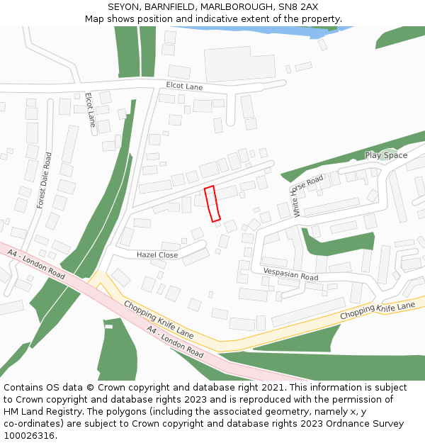 SEYON, BARNFIELD, MARLBOROUGH, SN8 2AX: Location map and indicative extent of plot