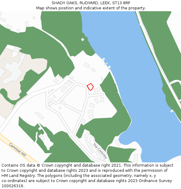 SHADY OAKS, RUDYARD, LEEK, ST13 8RP: Location map and indicative extent of plot